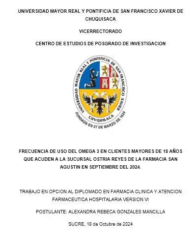  FRECUENCIA DE USO DEL OMEGA 3 EN CLIENTES MAYORES DE 18 AÑOS QUE ACUDEN A LA SUCURSAL OSTRIA REYES DE LA FARMACIA SAN AGUSTIN EN SEPTIEMBRE DEL 2024.