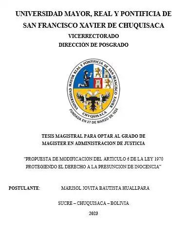 PROPUESTA DE MODIFICACIÓN DEL ARTÍCULO 6 DE LA LEY 1970 PROTEGIENDO EL DERECHO A LA PRESUNCIÓN DE INOCENCIA