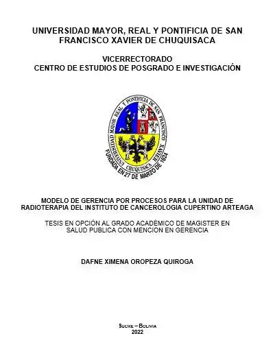  MODELO DE GERENCIA POR PROCESOS PARA LA UNIDAD DE RADIOTERAPIA DEL INSTITUTO DE CANCEROLOGIA CUPERTINO ARTEAGA